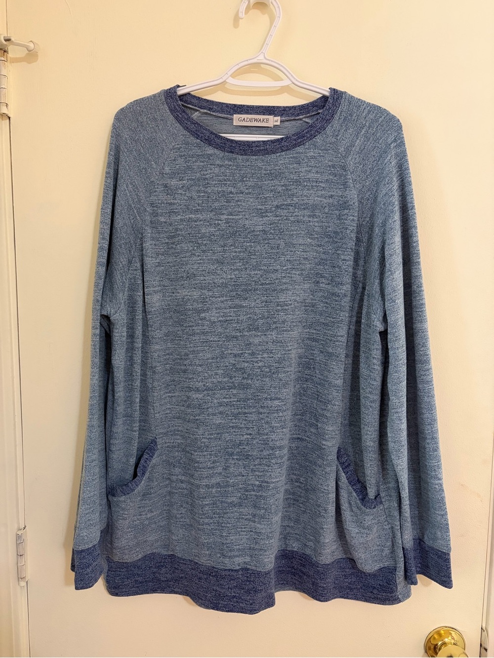 Women's Blue Crewneck Pullover with Contrast Trim